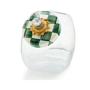 MacKENZIE CHILDS EMERALD CHECK COOKIE JAR BNIB Sealed